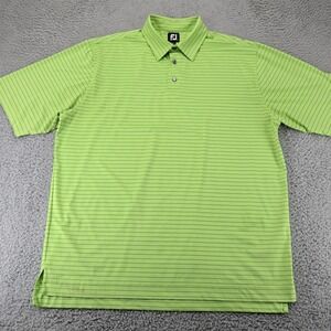 FJ Footjoy Shirt Mens‎ XL Green Striped Short Sleeve Golf Polo Outdoors Preppy